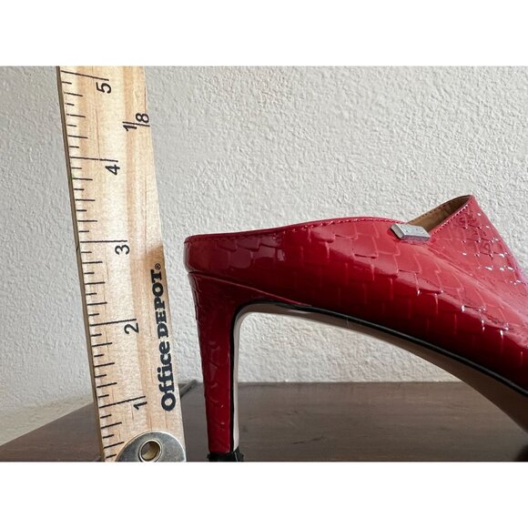 Calvin Klein Cecily Sandals Mule Womens Sz 9 Red Leather Open Toe Slip On Heeled - Picture 5 of 11